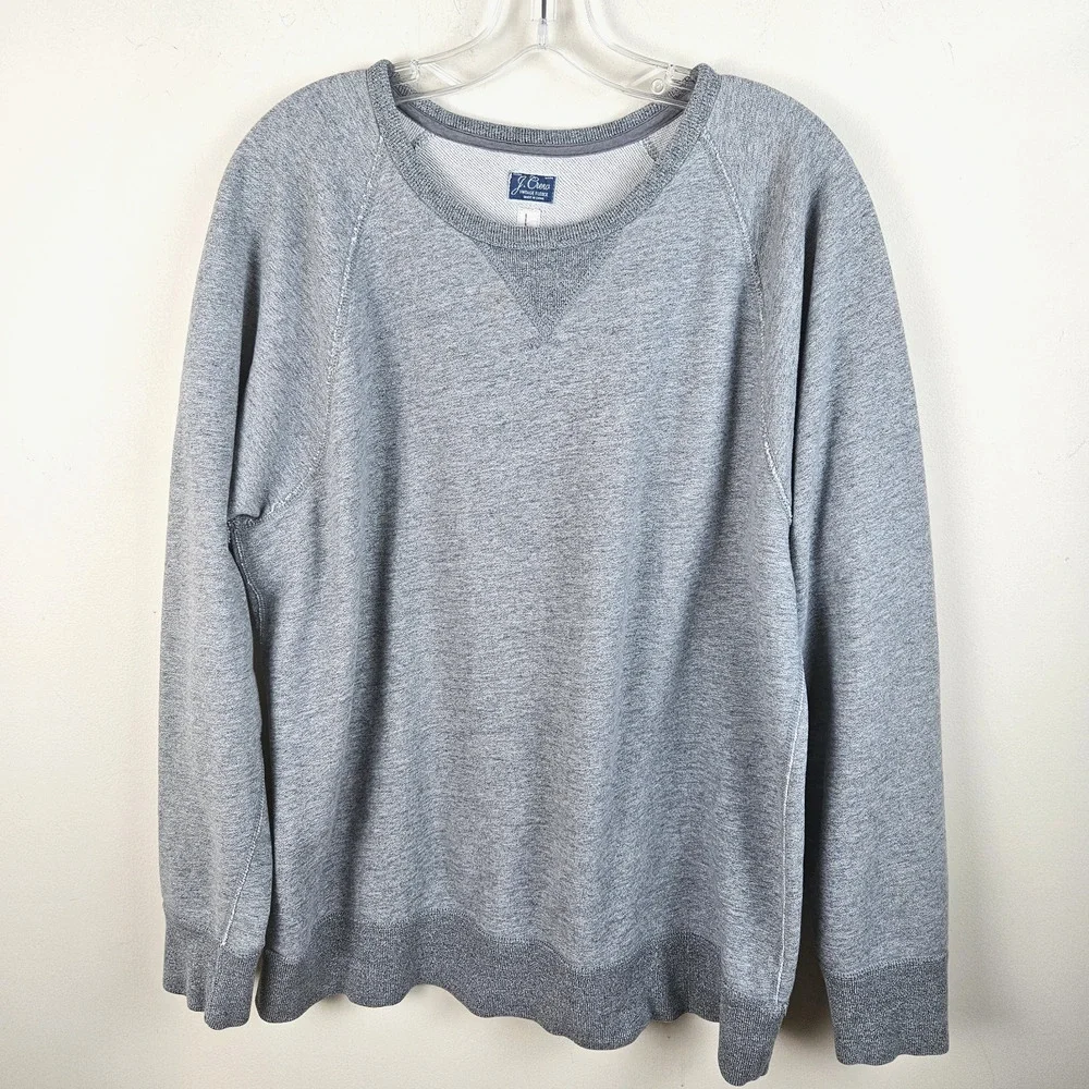 J Crew Vintage Sweatshirt Mens Large Heather Gray Fleece Crewneck Pullover 90s